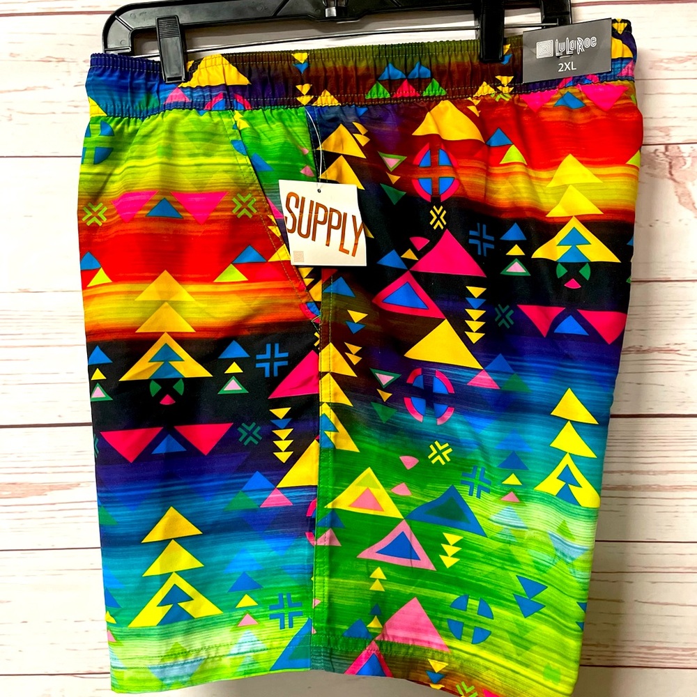 LulaRoe Swim Surf Trunks Rare Aztec Pattern Mens 2XL New Tags Fast Ship